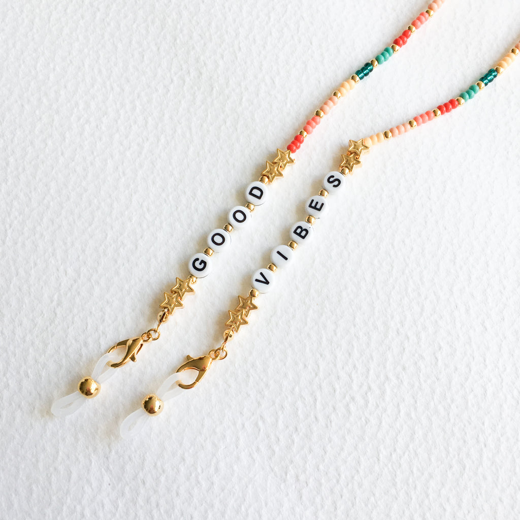 Good Vibes Beaded Glasses Holder