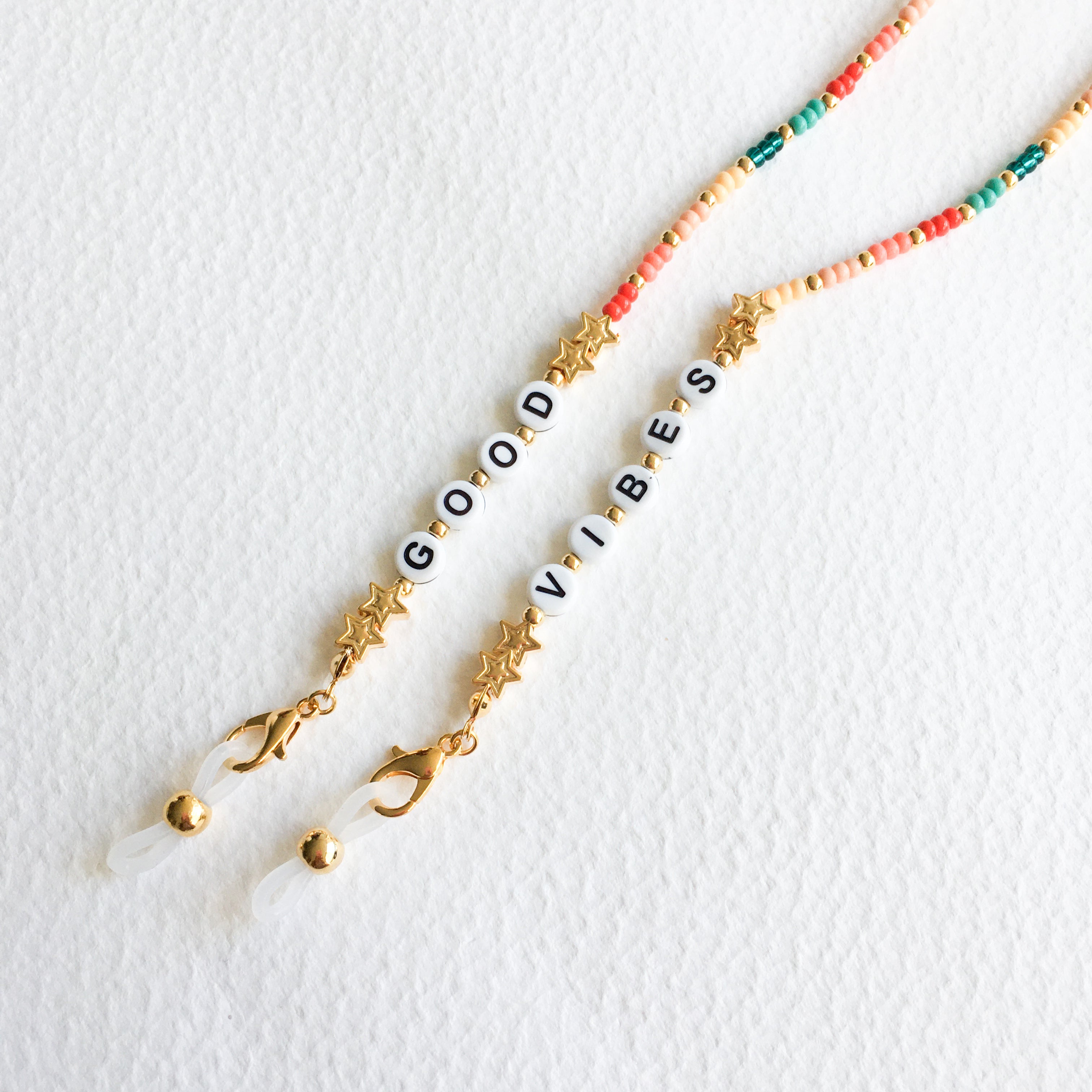 Good Vibes Beaded Glasses Holder