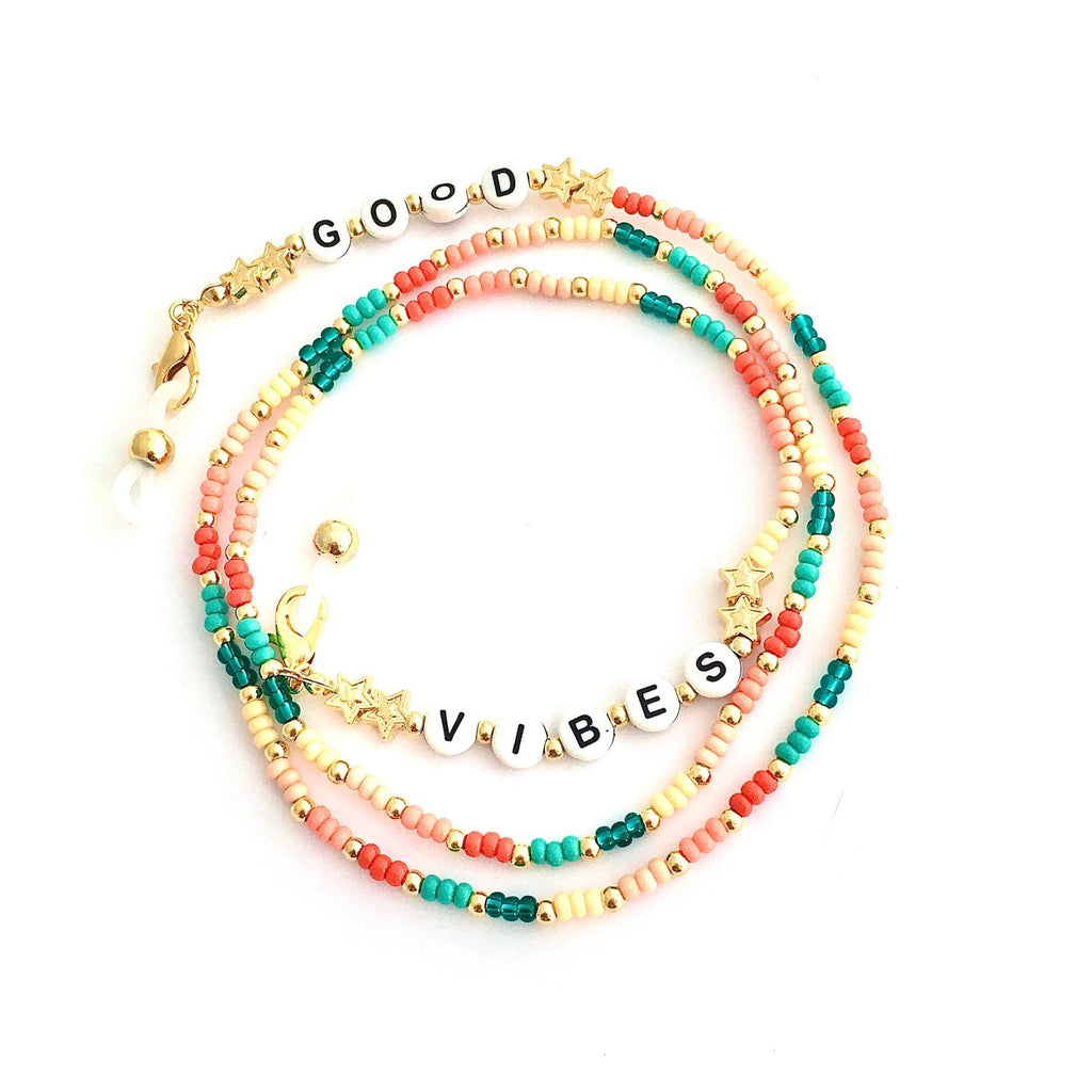 Good Vibes Beaded Glasses Holder