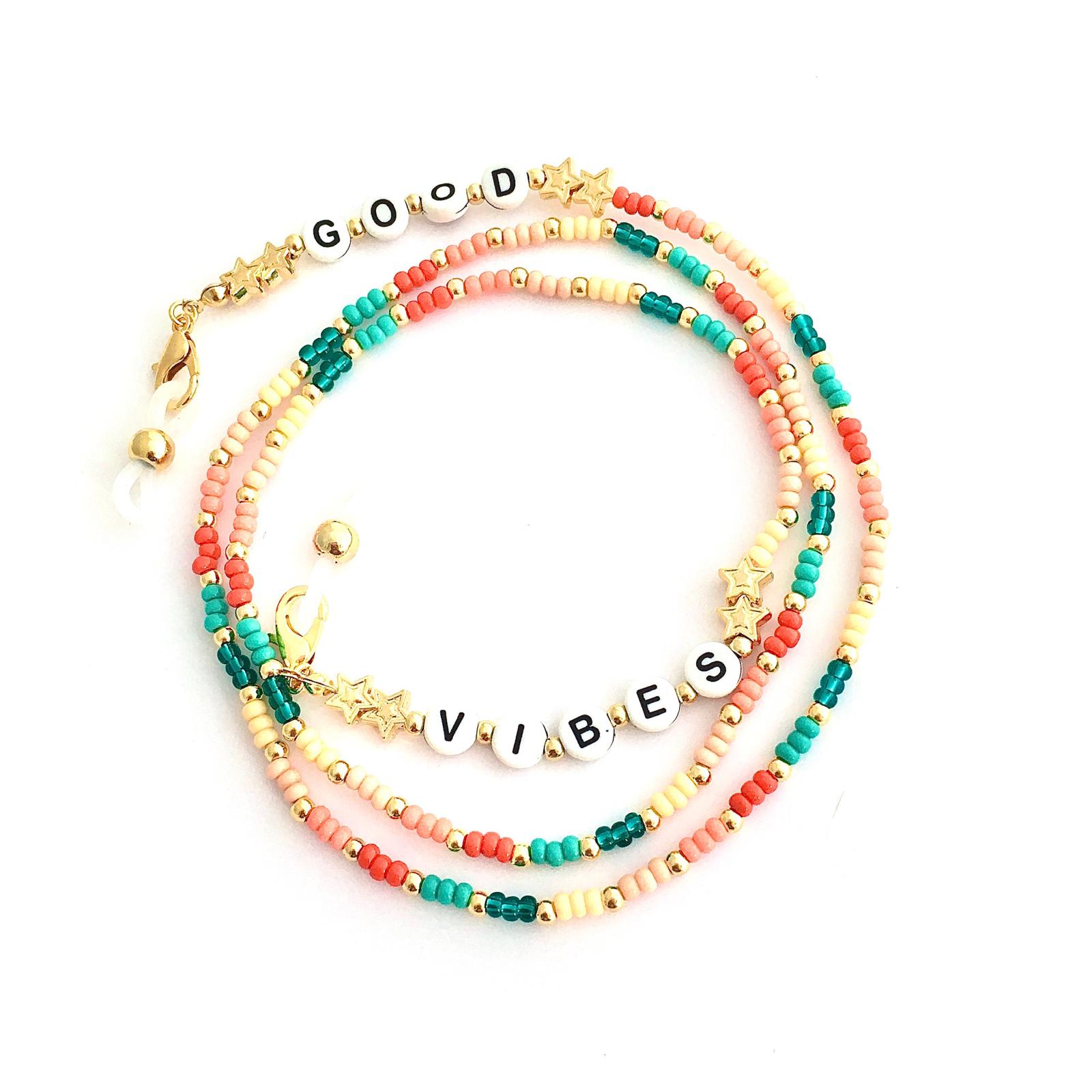 Good Vibes Beaded Glasses Holder